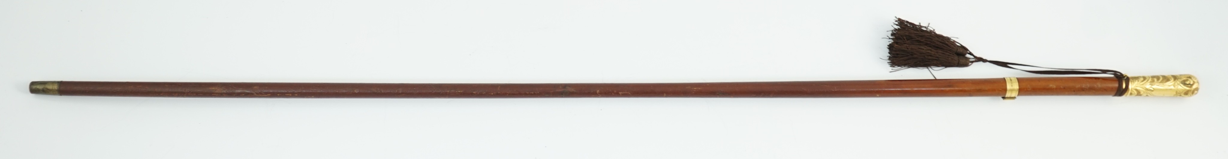 A 19th century French gold mounted hardwood swordstick, 86cm long